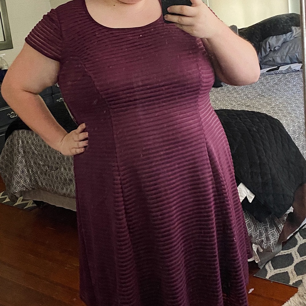 Wine Ribbed Formal Dress 24W